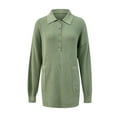 thumbnail image 5 of Lilgiuy Women's Solid Color Casual Button Knit Medium Long Coat Sweater Casual V-neck Women for Daily Life, 5 of 5