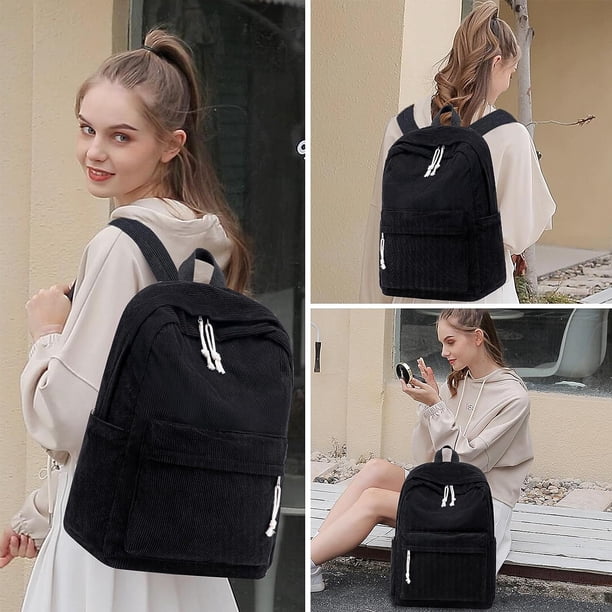 School Backpack for Teens Large Corduroy Bookbag Lightweight  display picture 2