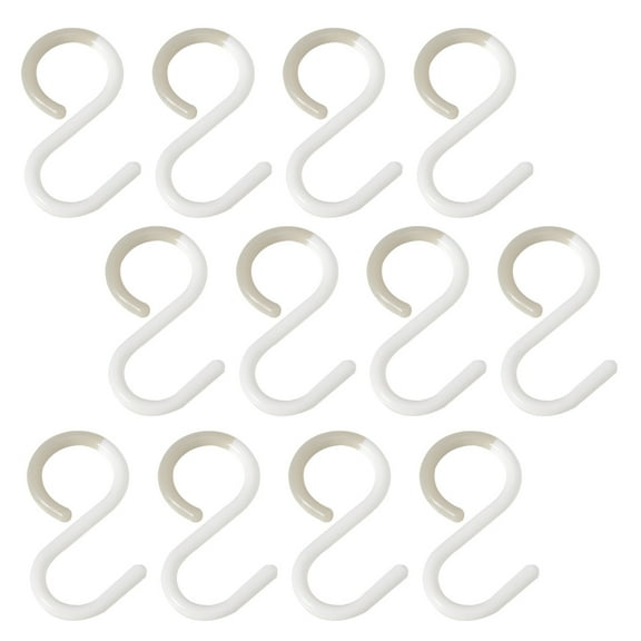 12pcs S Shaped Hanging Hooks Plastic Clothing Hooks for Kitchen Bathroom Office