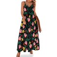 thumbnail image 2 of Robe Sans Manches à Fleurs Roses sur Fond Noir, Robe de Soirée de Luxe pour Femmes, Vêtements d'Été pour Femmes, 2 of 5