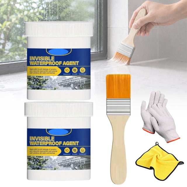 Gel Scellant Imperméable Multifonction, Gel Scellant pour Réparation des Fuites sur Toit et Mur, Revêtement Imperméable Invisible Multifonction pour Tuyaux de Douche de Salle de Bain, Béton, Bois et Métal, 2 Ensembles