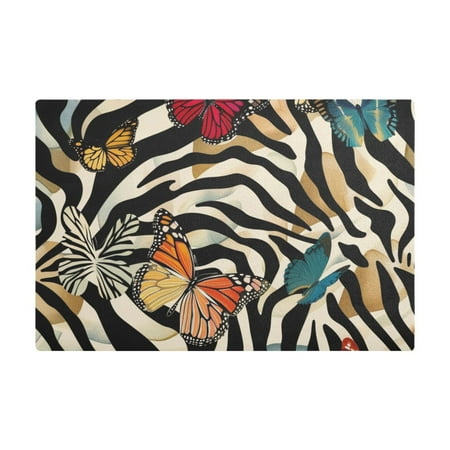 

Dish Drying Mat Microfiber Kitchen Dish Pad Counter Absorbent Drainer Rack 12 x18 Butterflies on Zebra