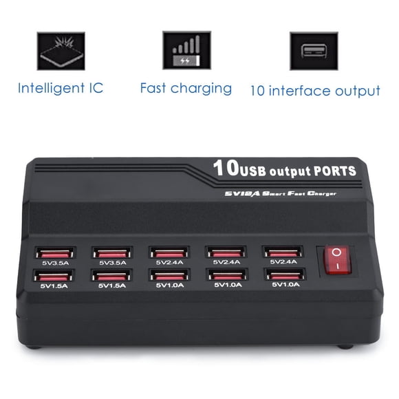 Commutateur de Puissance de Conception Pratique et Pratique USB Smart, USB 12A, USB 60W USB 12A USB 2.1A Rapide