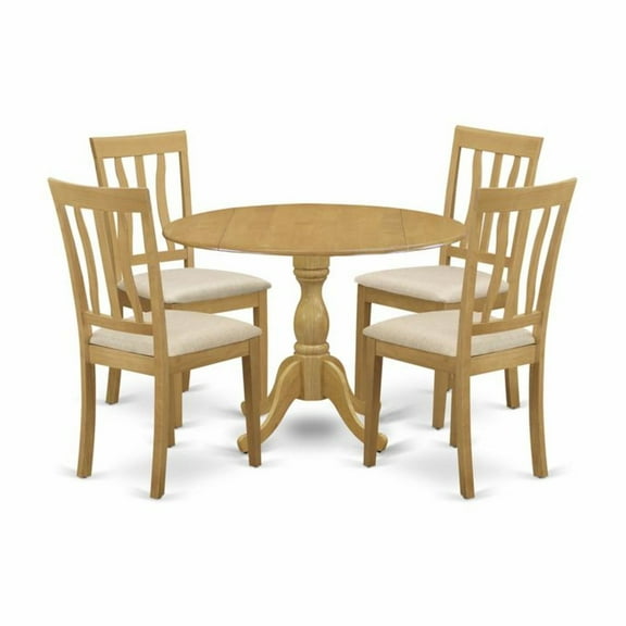 East West Furniture Dublin 5-piece Traditional Wood Dining Table Set in Oak