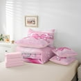 thumbnail image 5 of Manfei Bling Pink Bowknot Twin Bedding Sets 7-Piece for Kids, Diamond Floral Print Bedding Comforter Set, Princess Bow Style Reversible Sheet Sets, Luxury Bedroom Decor, 5 of 7