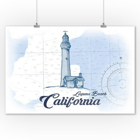 Laguna Beach Home Decor Stores Laguna Beach, California - Lighthouse - Blue - Coastal Icon - Lantern Press Artwork (9x12 Art Print, Wall Decor Travel Poster) ()