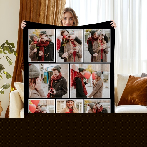 Style5, variant on Customized Blanket with Picture, Personalized Throw with Photos for Adult Mom Dad Husband Wife Girlfriend, Print and finish in USA, 2nd day shipping