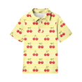 thumbnail image 3 of Hearthz Boys School Uniform Polo Shirts Cherry Floral Printed Short Sleeve Preppy Shirts for Girls Lapel Collar Preppy Clothes Teen Girl School Uniform 7-8Y, 3 of 4