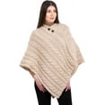thumbnail image 3 of Aran Isle Ladies Irish Aran Cable Knit Buttoned Poncho- 100% Virgin Wool, 3 of 4