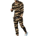 thumbnail image 2 of Wavsuf Men's Sweatsuits Set 2 piece Jogger Set for Men Tight Shirt Sweatshirt and Sweatpants Brown Size XL, 2 of 7