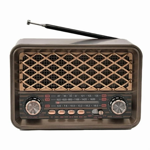 Retro Bluetooth Radio Portable FM/AM/SW Band Receiver with LED Light TF Card USB AUX Support Classic Wireless Speaker,1 x Radio,As Shown