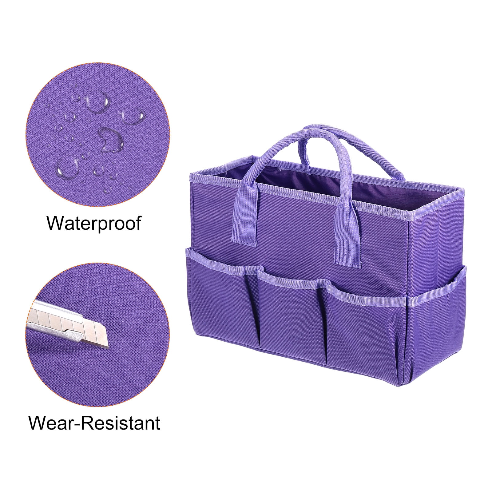 Uxcell Garden Tool Bag 33cm x 15cm x 22cm Oxford Large Bag with Pockets Garden Tote Bag, Purple
