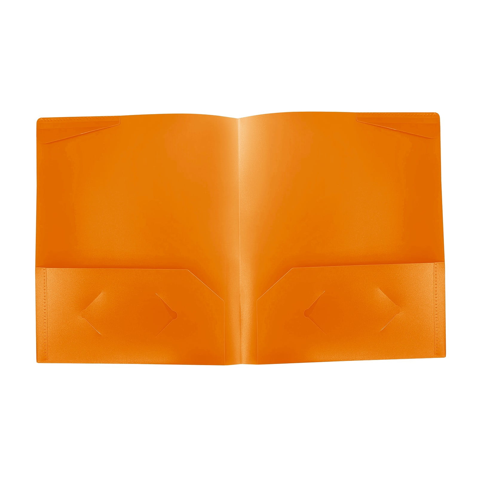 Plastic Folders with Pockets,12 Park Durable Heavy Duty File Folders with Business Card Slot, 2-Pocket Folder for Schoolwork & Office(Orange)