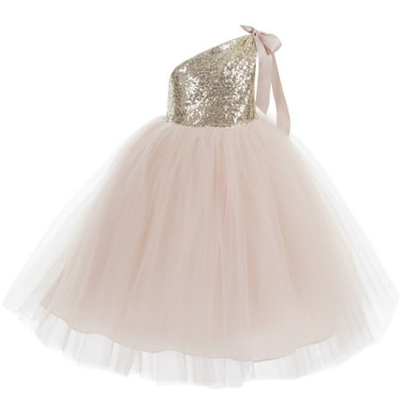 Ekidsbridal One-Shoulder Sequins Tutu Flower Girl Dress Junior Bridesmaid Dress Pageant Gown Princess Dresses Special Occasion Dresses Toddler Girl Dresses Evening Gown Christening Dresses (Sunday Best Christening Gowns)