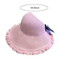 thumbnail image 6 of Guiexla Summer Straw Hat Shirring Hem Dome Top Hollow Out Breathable Sun Protection Anti-UV Decorative Vacation Beach Style Solid Color Outdoor Cap, 6 of 8