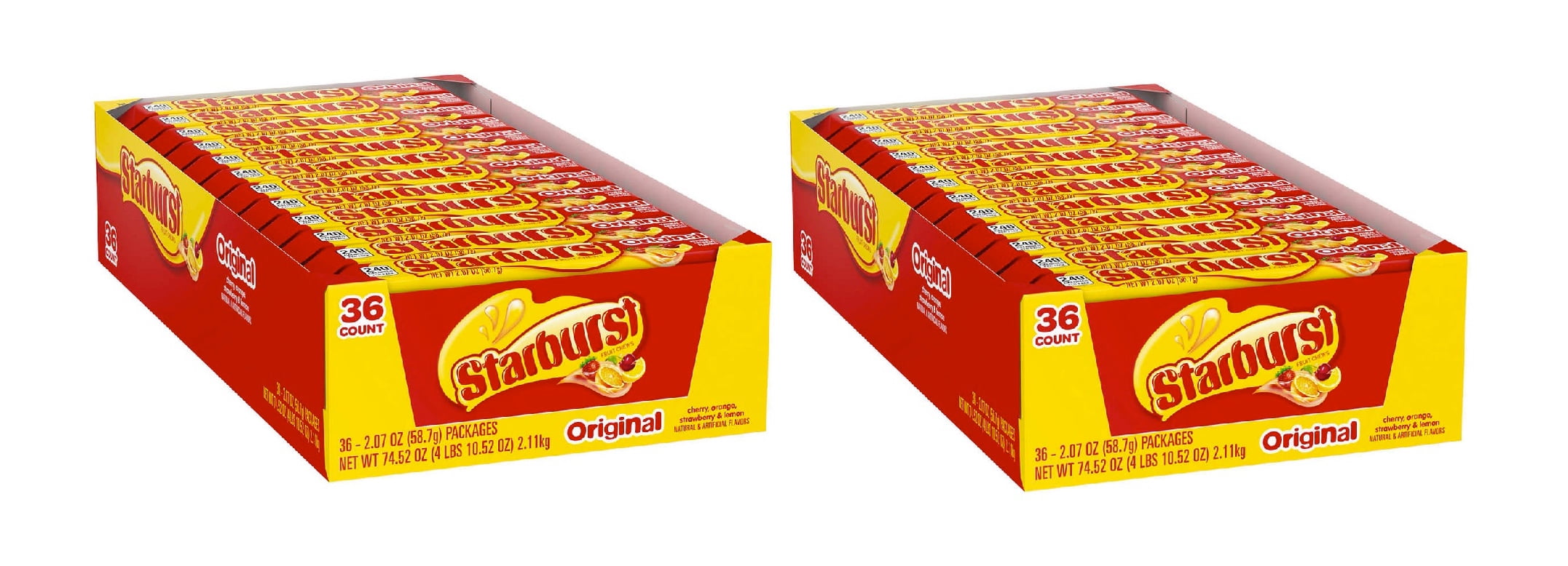 Starburst Chewy Candy, Original, Full Size, 2.07 oz, 36 ct 2PK