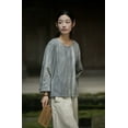 thumbnail image 2 of HEARTTOUCH Women's Linen Shirts Vintage Chinese Blouse Loose Cotton Tunic Tops Hanfu T-Shirt Long Sleeve Retro Pullover, 2 of 6