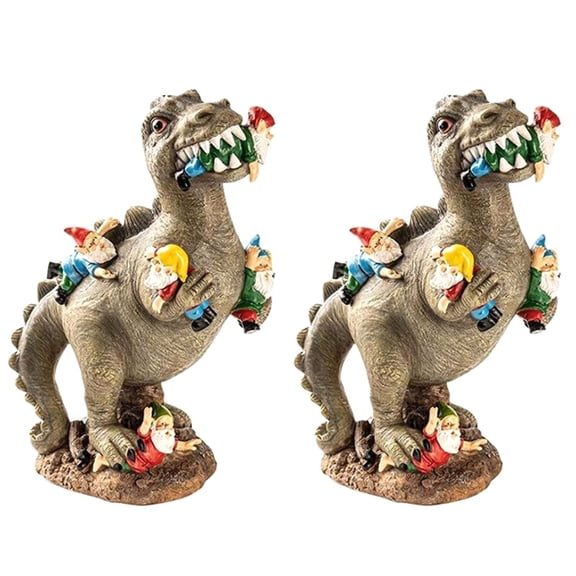 2X Dinosaur Gnomes Garden Statues Outdoor Decor Birthday Gifts for Mom Gifts , Patio Dinosaur Eating Gnomes Sculptures