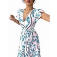thumbnail image 2 of Women'S A Line Dress with Tie Waist Floral Print Beach Vacation Party Short Sleeve Ruffle Elegant Blue M, 2 of 7