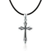 CUOKA MIRACLE Cross Necklace 925 Sterling Silver for Women Cross Crucifix Pendant Chain Necklace Religious Jewelry for Men and Women Birthday Mother's Day Gifts
