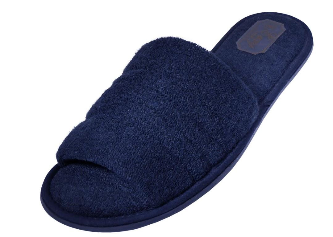 Mens Slip On Slippers Navy Blue Comfortable Winter Warm Zedzzz Sizes 6 to 16 