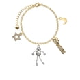 thumbnail image 2 of Delight Jewelry Silvertone Dog with 4 Dangle legs Goldtone Dream Big Charm Bracelet, 7.5+2" Extender, 2 of 4
