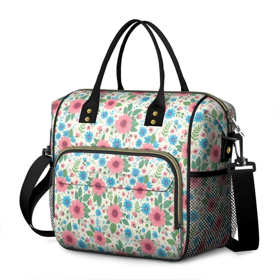 Pioneer Flower Floral Print Pattern Womens Lunch Box for Work,Insulated Large Lunch Bag,Leakproof Adult Lunch Bag for Work,Beach,Travel,Picnic,Camping