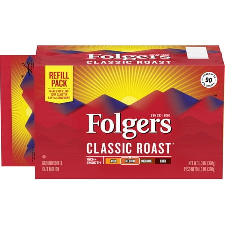Folgers Classic Roast Ground Coffee, Medium Roast Coffee, 11.3 Ounce Canister