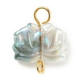 thumbnail image 2 of Electroplate Glass Connector Charms with Golden Tone Brass Double Loops Lotus Flower Green Plated 17~17.5x14x6~6.5mm Hole: 1.8~3.5mm, 2 of 5