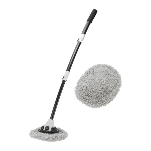 Kit de Cepillo de Limpieza de Autos Unique Bargains, Mop de Lavado de Autos, Cepillo de Lavado Telescópico para Autos, RV, Camión, Gris Blanco 1pc