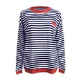 thumbnail image 4 of sususu Long Sleeve Crop Tops for Women Plus Size Crewneck Layer Slim Fit Y2k Tops Dressy Striped Blouses for Women Basic T Shirt Top Ladies Solid Blouse Tops Streetwear, 4 of 5