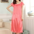 thumbnail image 2 of Women's Nightgown Short Sleeve Sleepshirt Long Loungewear Casual Maxi Lounge Dress House Dresses Watermelon Red Free Size, 2 of 2