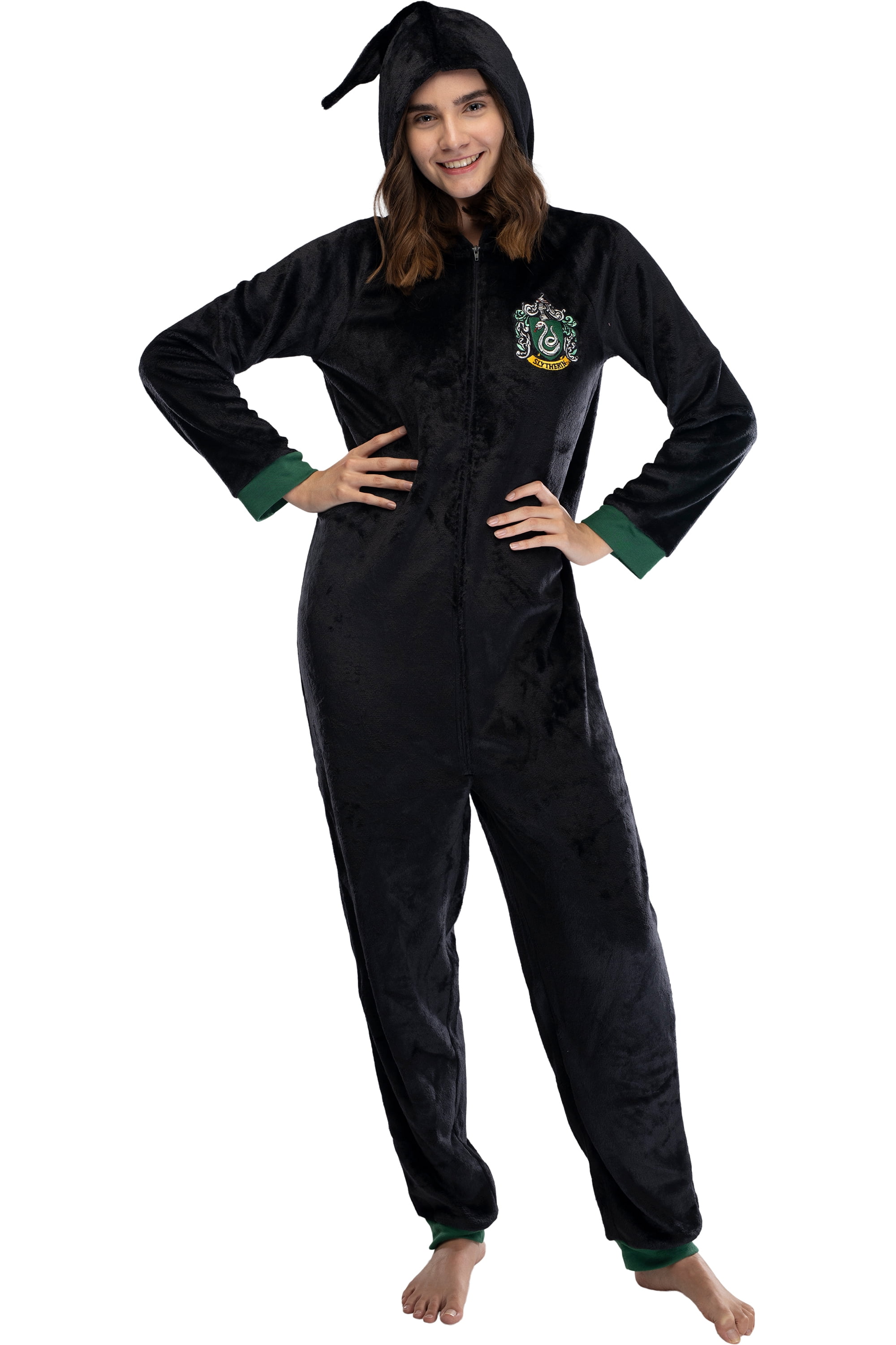 Harry Potter Juniors' Slytherin Hooded OnePiece Pajama Union Suit (2XL