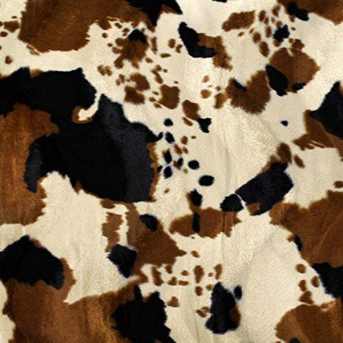 Decorative Silk Inc. VELBOA FAUX FUR COW ANIMAL PRINT FABRIC 58'/ 60' BY THE YARD (COW TAN)