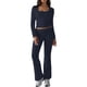 thumbnail image 3 of Conjuntos de Salón para Mujer, Conjuntos Casuales Y2K de 2 Piezas, Tops Cortos de Corta, Pantalones Acampanados con Pliegues y Chándales. Azul Marino L, 3 of 9