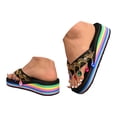 thumbnail image 3 of DAFEI Thick Soled Wedge Color Block Slip Outdoor Flip Flop Women's Rhinestone Thong Sandals, 3 of 8