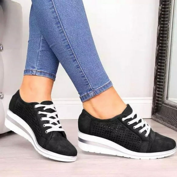 Zapatos deportivos con cordones de gran tamaño para mujer, informales, a la moda, de color sólido, con plataforma de cueva Wmkox8yii shalkjhdk1228