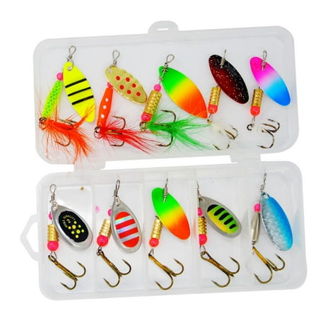 10x Fishing Lures Spinnerbait With Box Fishing Tackle For Bass Walleye Salmon Style A