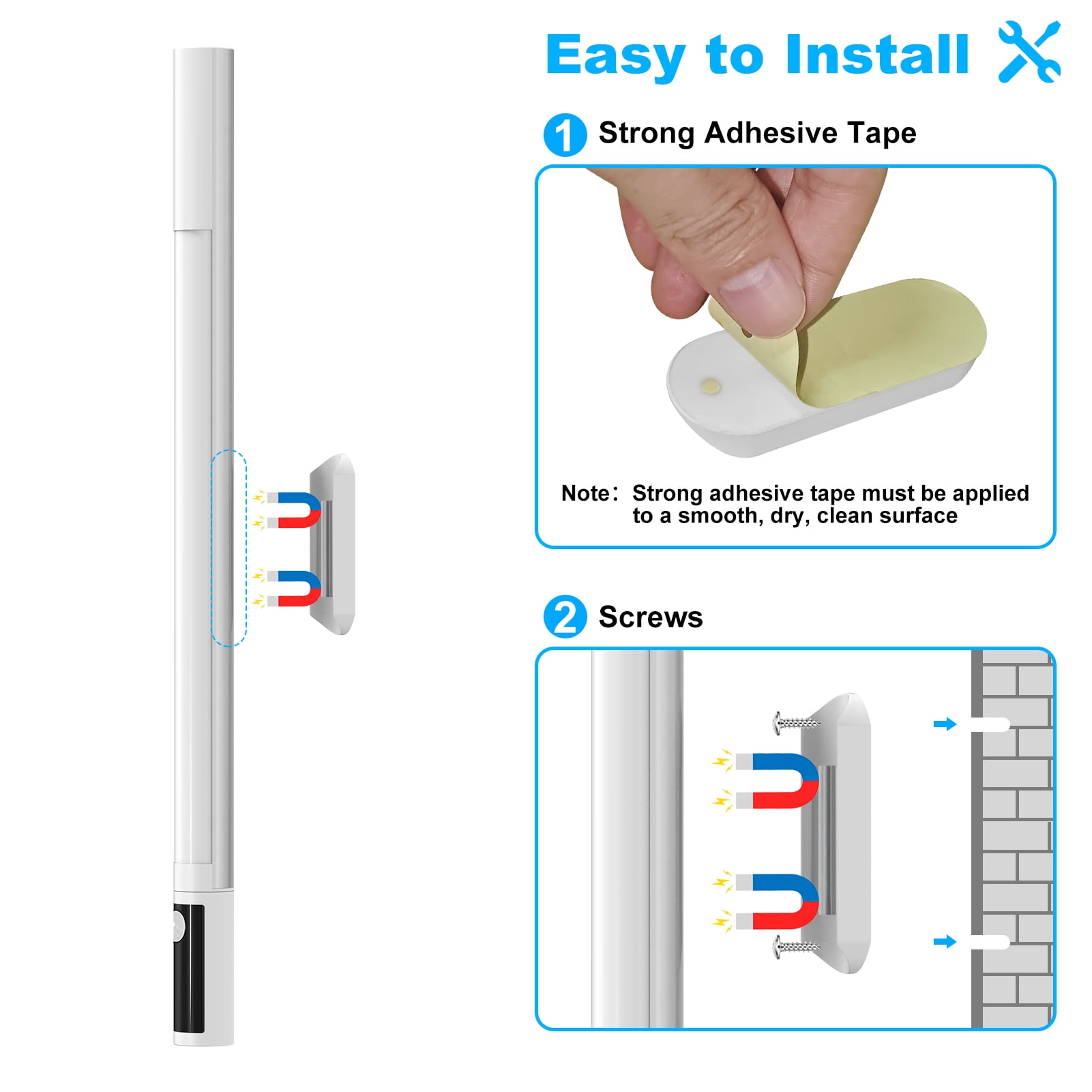 2Pack Motion Sensor Light with Remote Control and Digital Display, 3 Color Temperatures, Adjustable Brightness, Rechargeable 2000mAh Battery, PIR Closet Light for Home Lighting – White