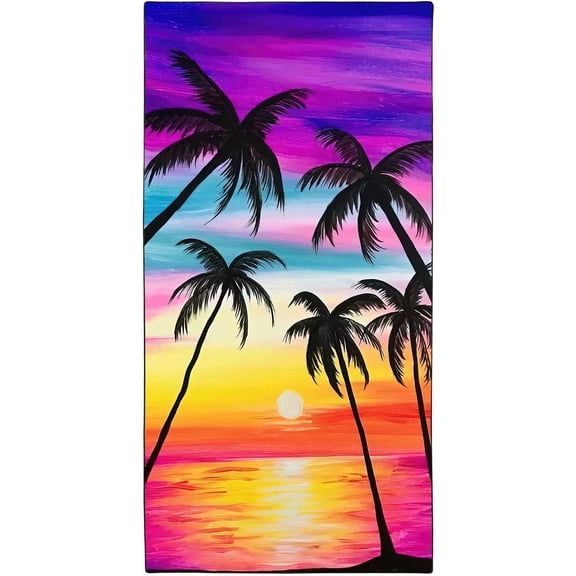 Coconut Palm Tree Beach Towel Oversized 36"x72" Quick Dry Sand Free Colorful Sunset Beach Towels Soft Lightweight Microfiber Towels for Swim Pool Camping Travel