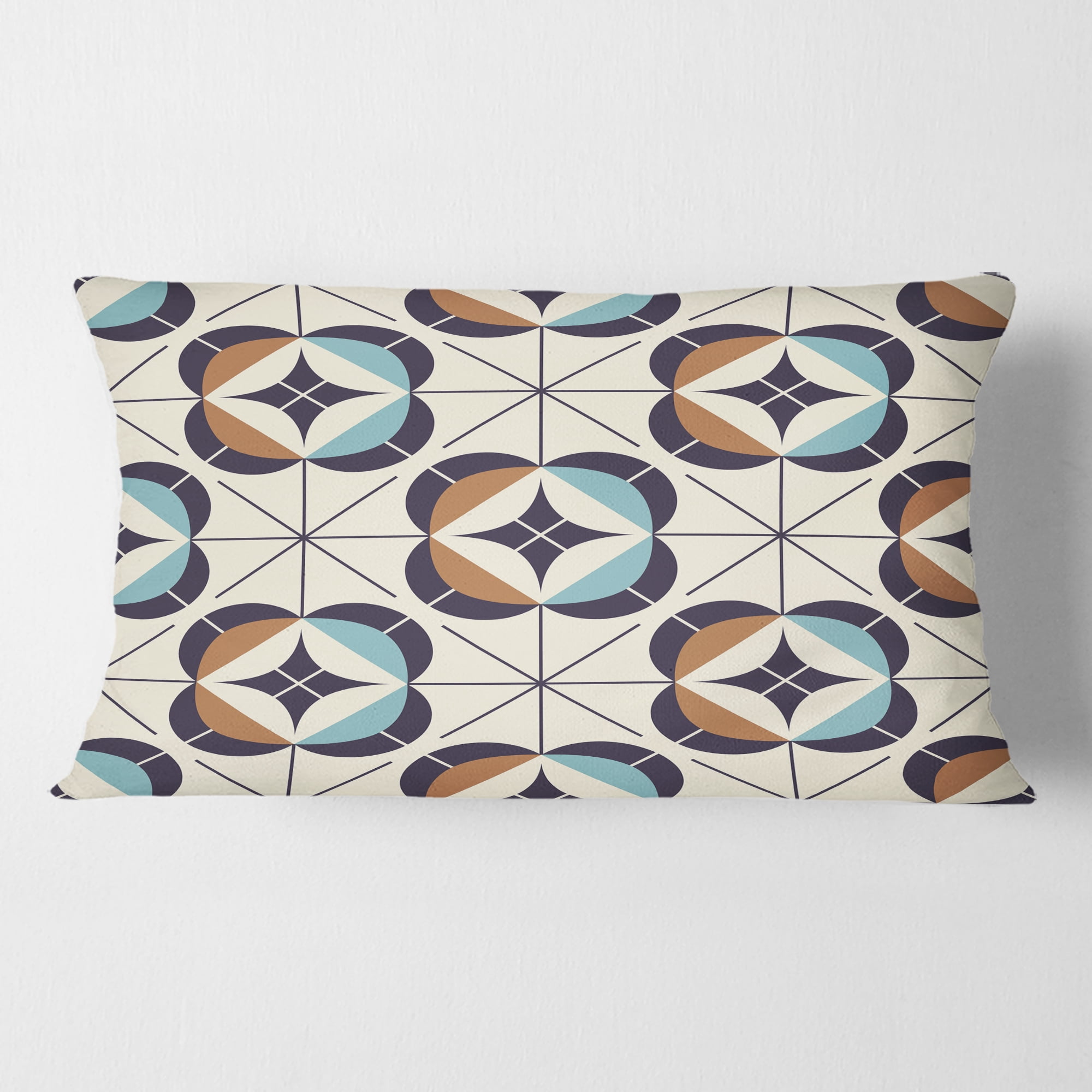 Designart Geometric Retro Design V' Mid-Century Modern Throw Pillow - 12x20