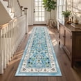 thumbnail image 3 of MJIAexp 2'x8' Boho Floral Kitchen Runner Rug Machine Washable Runner Rug Non-Slip Rubberback Hallway Runner Laundry Rug Throw Carpet for Living Room Bedroom Dining Room Entryway Kitchen Blue, 3 of 12