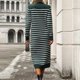 thumbnail image 3 of WILLBEST Vestido de Punto Elegante para Mujer, Ajustado, Largo A Rayas, para Otoño/Invierno. Chica, 3 of 3
