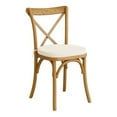thumbnail image 5 of Canvas Tie Back Cross Back Chair and Bar Stool Seat Cushion in Ivory Linen, 5 of 6