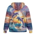 thumbnail image 5 of Renewold Dolphin Sunset Womens Full Zip Up Hoodies Fleece Pullover Jackets Top Oversized Dropped Shoulder Long Sleeve Pullover Jackets Hooded Sweatshirt Y2K Hoodie Sweater for Women, L, 5 of 7