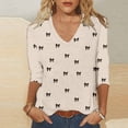 thumbnail image 2 of WRKEKC 3/4 Length Sleeve Womens Tops Plaid Print V Neck Loose Fit T Shirt Soft Fabric Comfortable Fit Daily Casual Outfit, 2 of 5