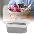 thumbnail image 6 of Unique Bargains 1 Set Empty Gift Decorative Basket Durable Woven Decorative Coiled Rope Basket 12"x8"x5" Gray White, 6 of 6