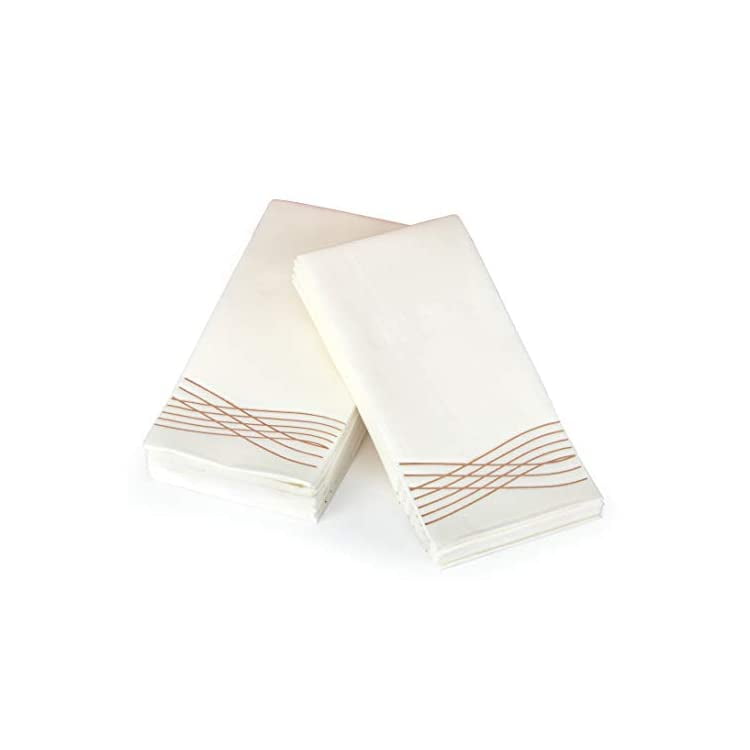 by Rose Gold Metallic Foil Stamped Napkins LinenFeel Disposable Cloth