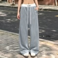 thumbnail image 2 of Straight Leg Sweatpants for Women Drawstring Pocket Elastic Waist Casual Sports Fitness Travel Lounge Pants, 2 of 3