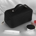 thumbnail image 1 of Bolsa de maquillaje de cuero PU Cremallera a cuadros con asa y divisor Tejido plano Lay, 1 of 5